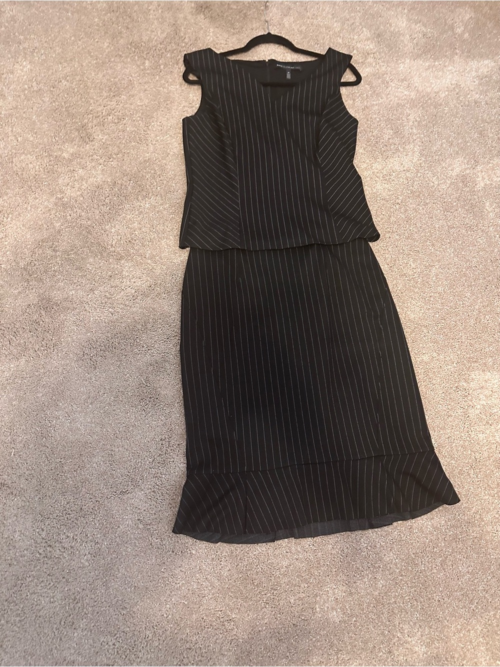 White House Black Market Black 2 Piece Skirt Set w White Pinstripes, Size 10